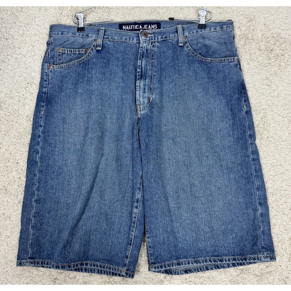 VTG Nautica Denim Jean Shorts Jorts Baggy Skate Y2K Grunge Mens 38 Streetwear